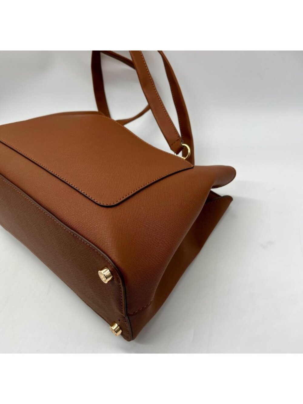 Anne Klein Brown Faux Leather Medium Triple Compartment Satchel Bag - Picture 6 of 12